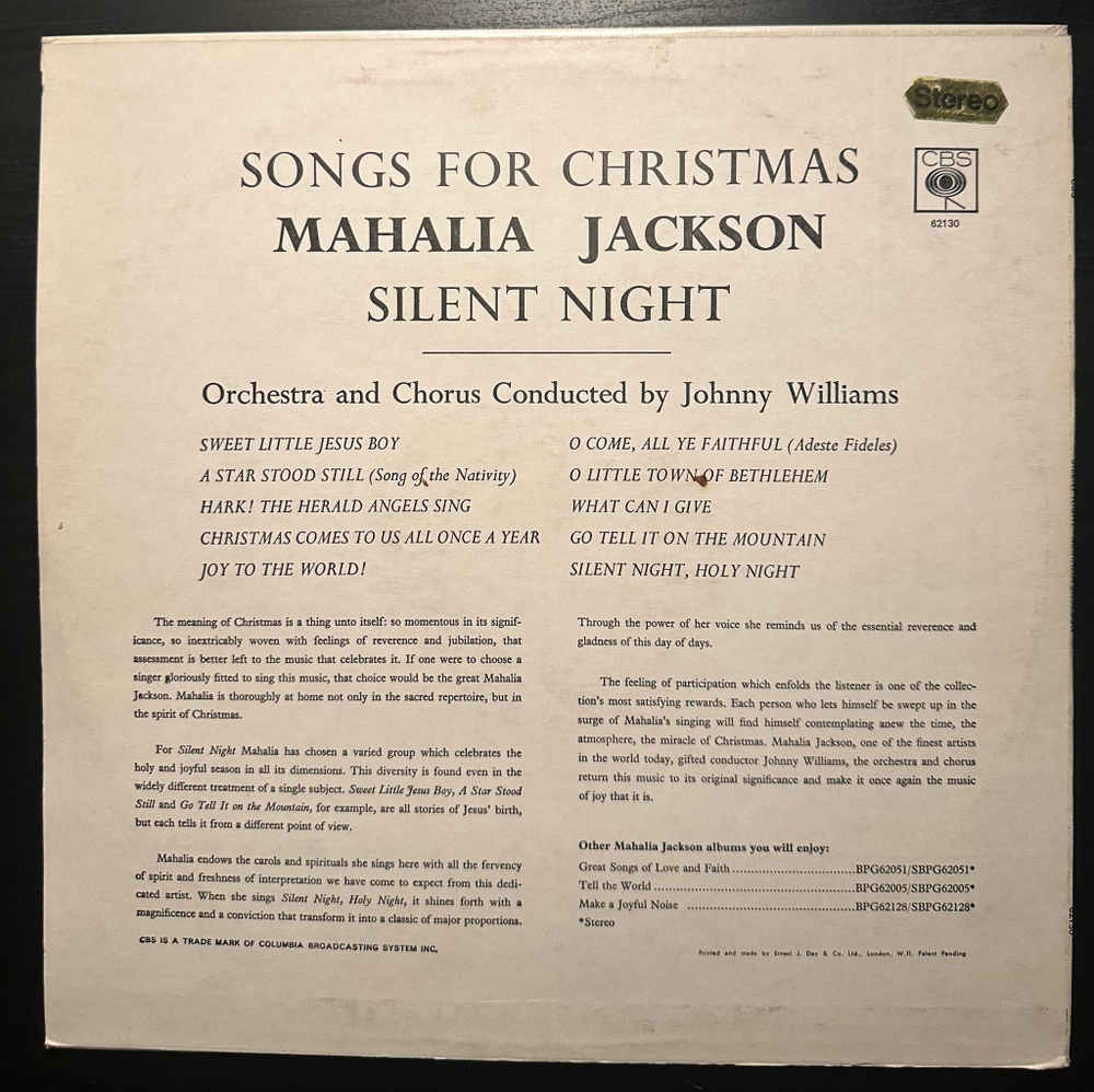 Mahalia Jackson - Silent Night - Songs For Christmas (Англия 1962г.)
