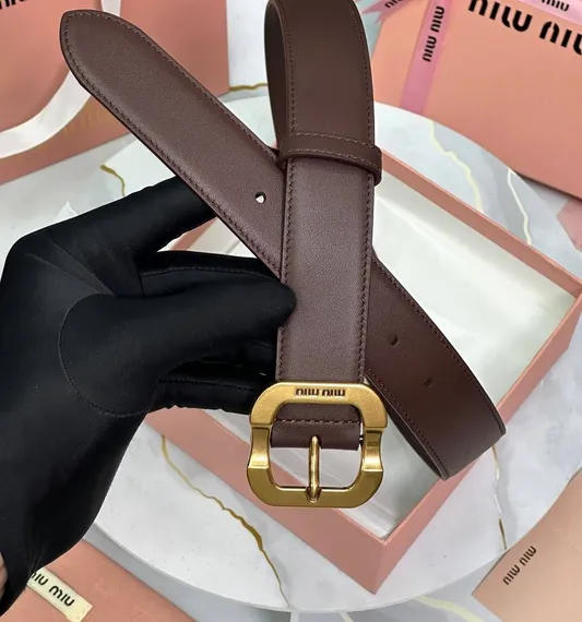 Кожаный ремень Miu Miu, темно-коричневый