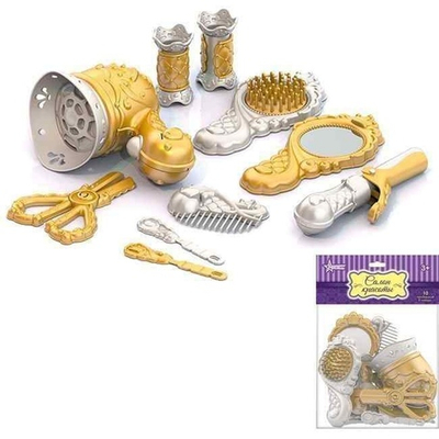 Парикмахерский набор с феном (золото) 10предм. в/п с хедером 642/1