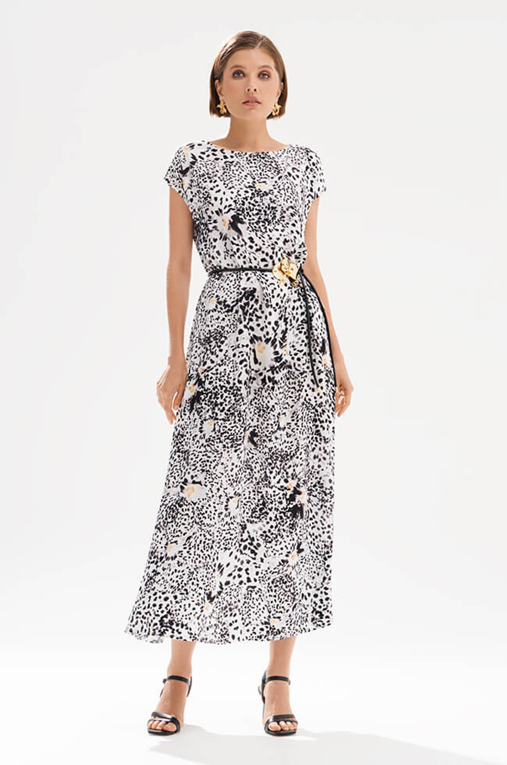 51764 Платье женское (черно-молочный принт)