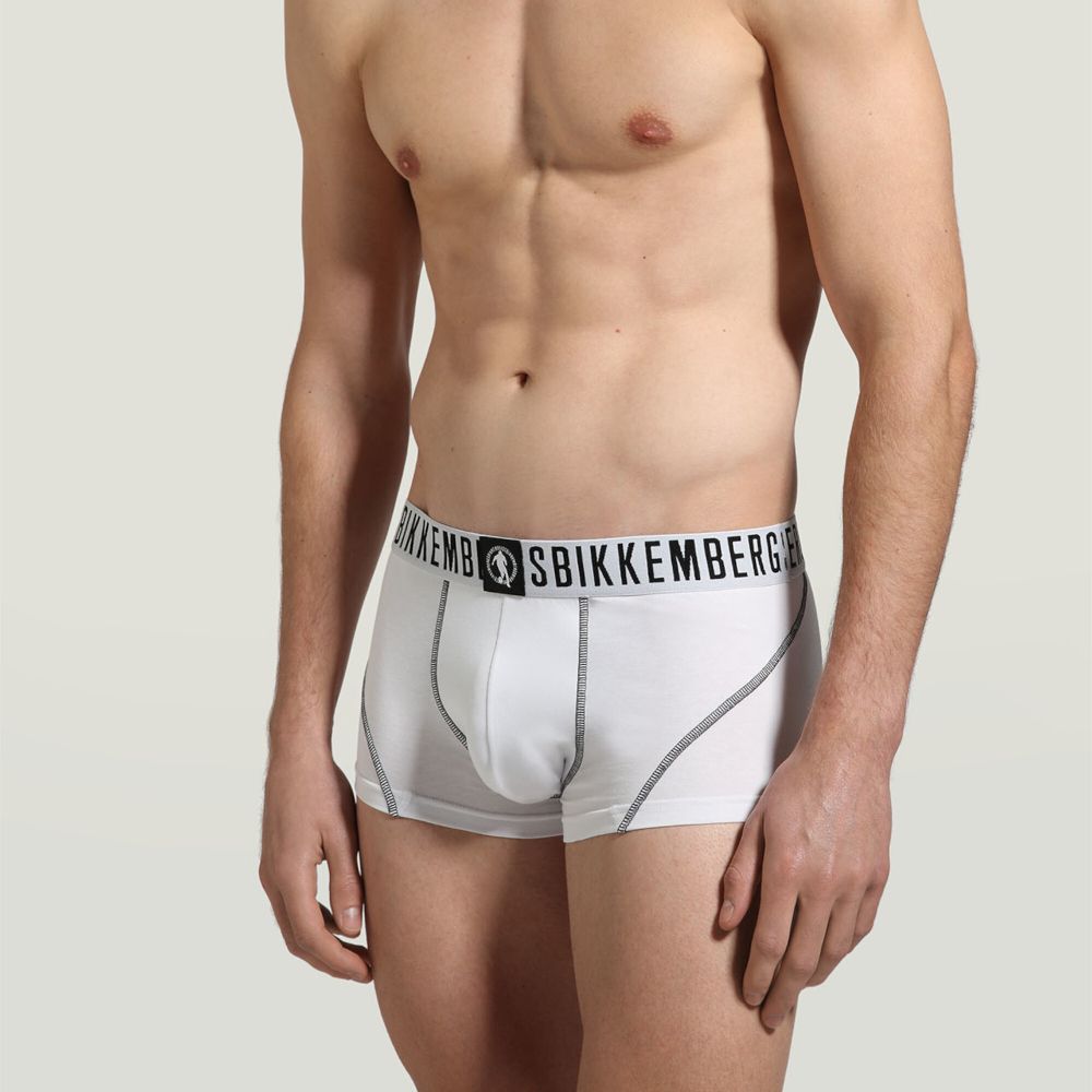 Мужские трусы хипсы белые набор 2 в 1 Bikkembergs FASHION PUPINO BKK1UTR06BI