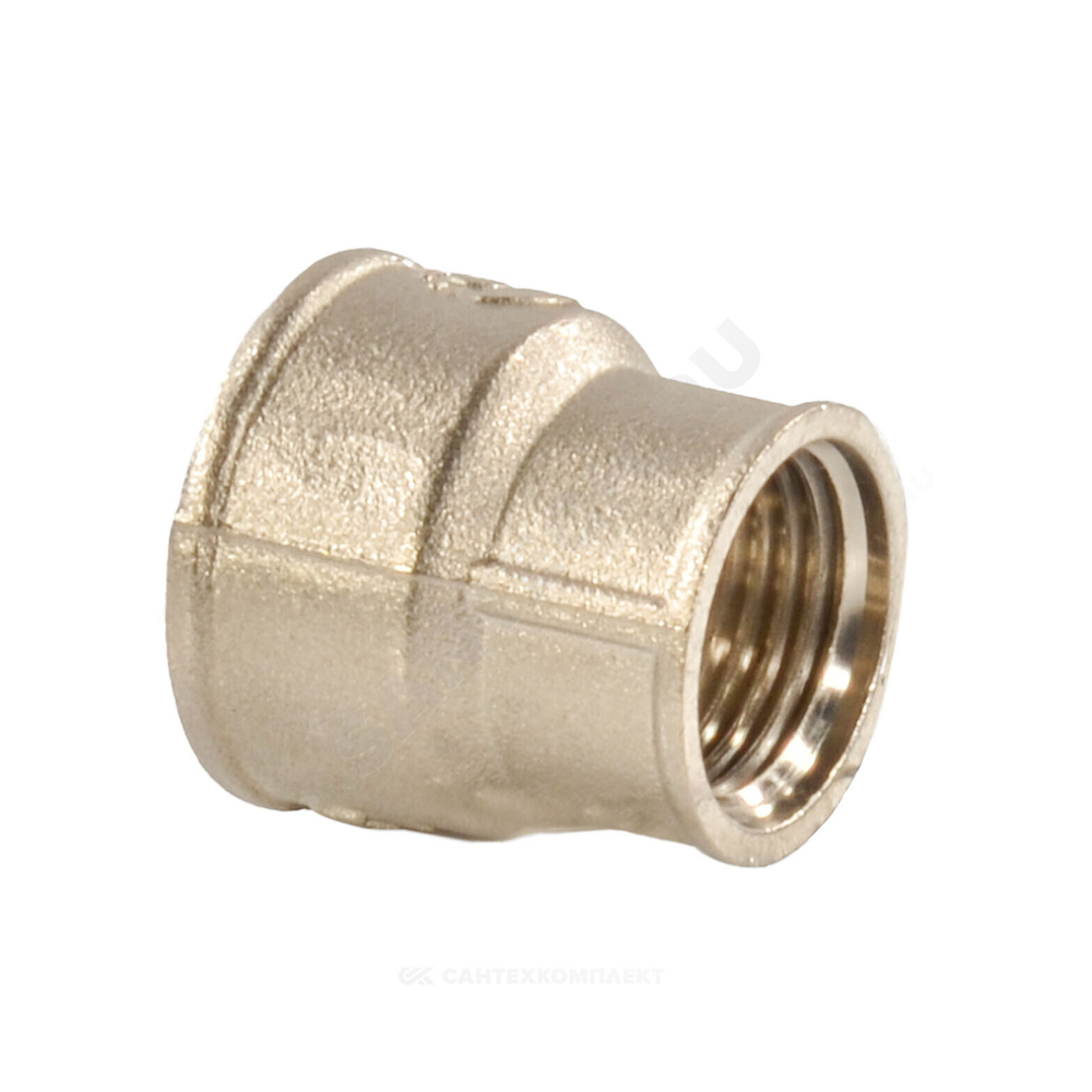 Муфта латунь никель переходная Ду 15х10 (1/2"х3/8") ВР/ВР VALFEX VF.240.N.012.038