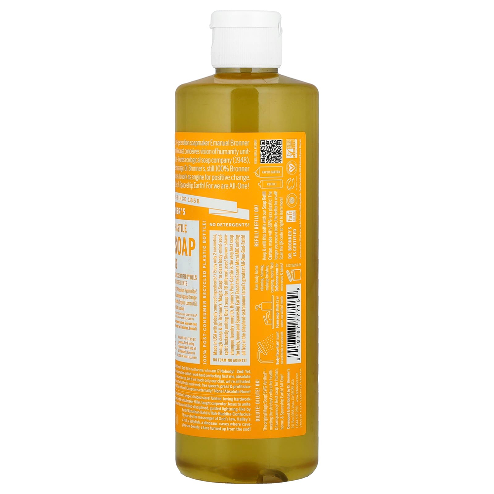 Dr. Bronner's, 18-в-1 чистое кастильское волшебное мыло, цитрус, 473 мл (16 жидк. унций)