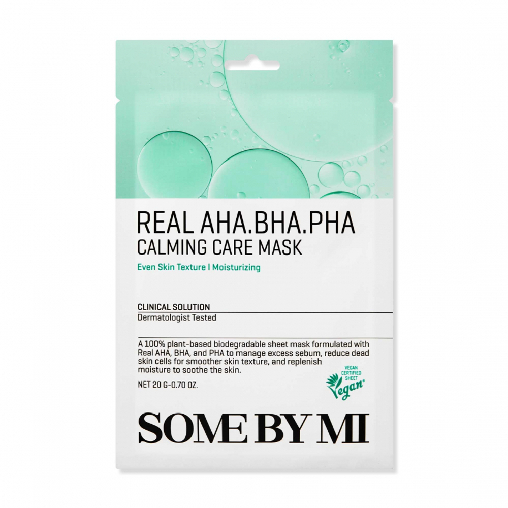 SOME BY MI REAL AHA-BHA-PHA CALMING CARE MASK Успокаивающая тканевая маска для лица с кислотами 20г