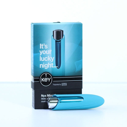 Голубой вибратор со снимающейся насадкой Nyx Key