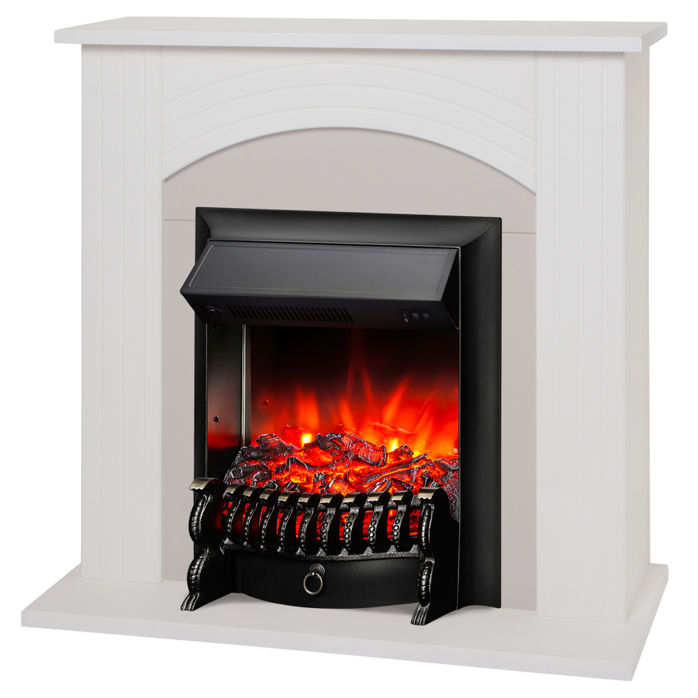 Каминокомплект Real Flame Hanna WT с очагом Fobos Lux Black (без пульта)