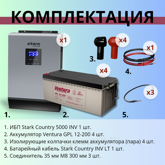 Комплект ИБП SC 5000 INV + GPL 12-200 х 4 шт.