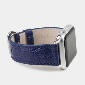 Ремешок для Apple Watch 40/41/42 mm из кожи аллигатора, синего цвета