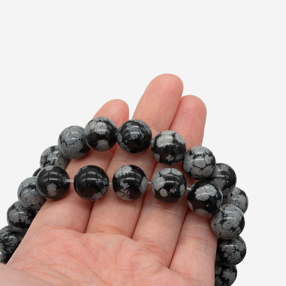 Снежный обсидиан натуральный, бусины в форме шара 12,7мм
