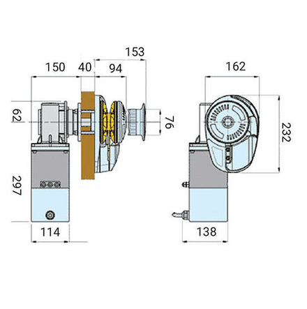 Лебедка якорная "PROJECT 1000" с барабаном, 1000Вт, 24В, цепь 8мм