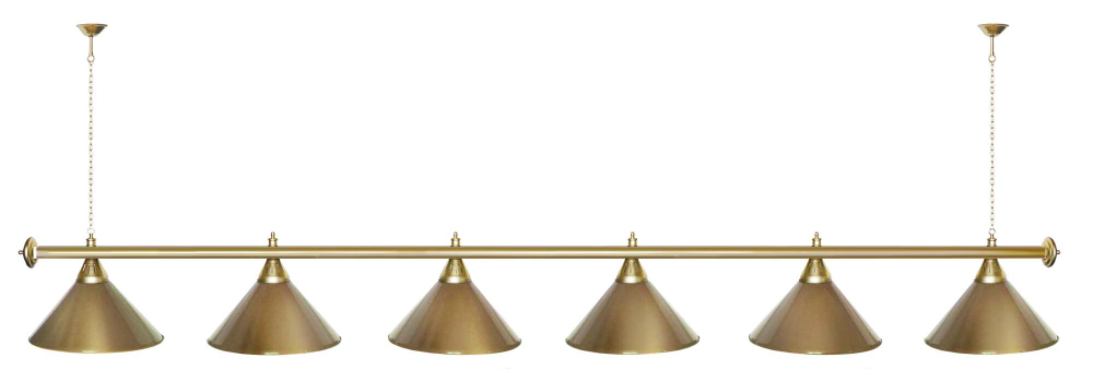 Лампа STARTBILLIARDS 6 пл. (плафоны зеленые,штанга золотая,фурнитура золото)