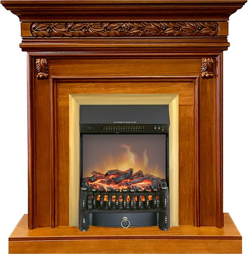 Каминокомплект Valletta - Орех с очагом Fobos FX M Brass