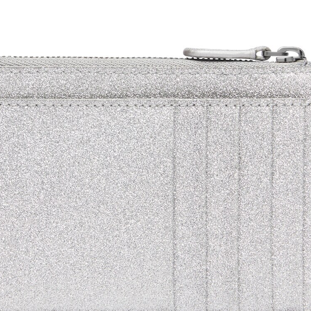 Balenciaga Leather Card Holder Card Holder Women"s Silver/Black