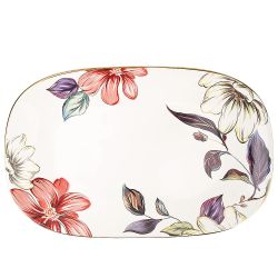 Блюдо сервировочное (с элементами золота) "Олеандр" 30*19*3см. (min6) (транспортная упаковка)