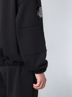 Толстовка "Пацанская" с нашивками. Черная