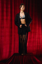 Топ-бюстье из шелка черный с нашивками