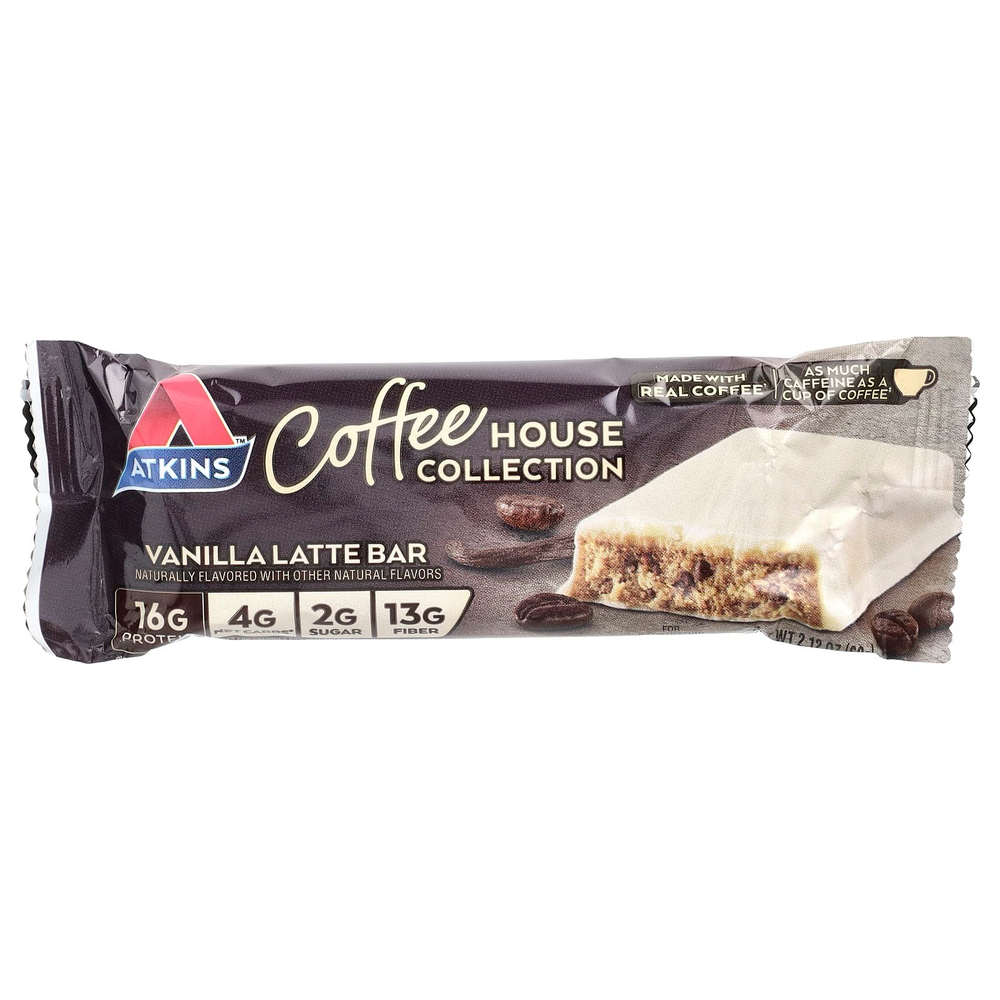Atkins, Coffee House Collection, ванильный латте, 5 батончиков по 60 г (2,12 унции)