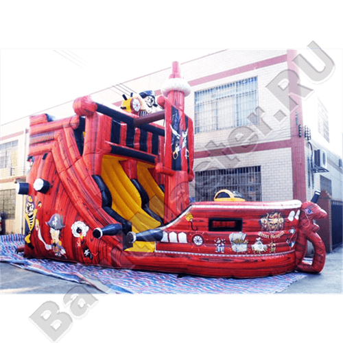 Большой надувной батут-горка "Пиратский корабль"