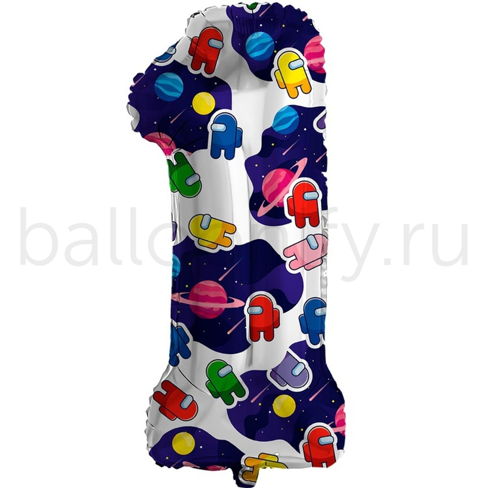 Шар ЦИФРА 1 Космонавтики 32" 81 см