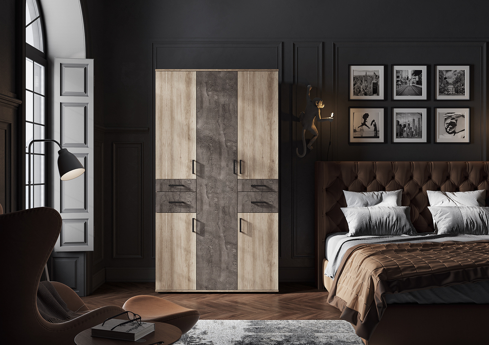 Шкаф Нельсон ШК 02 Дуб каньон/Железный камень