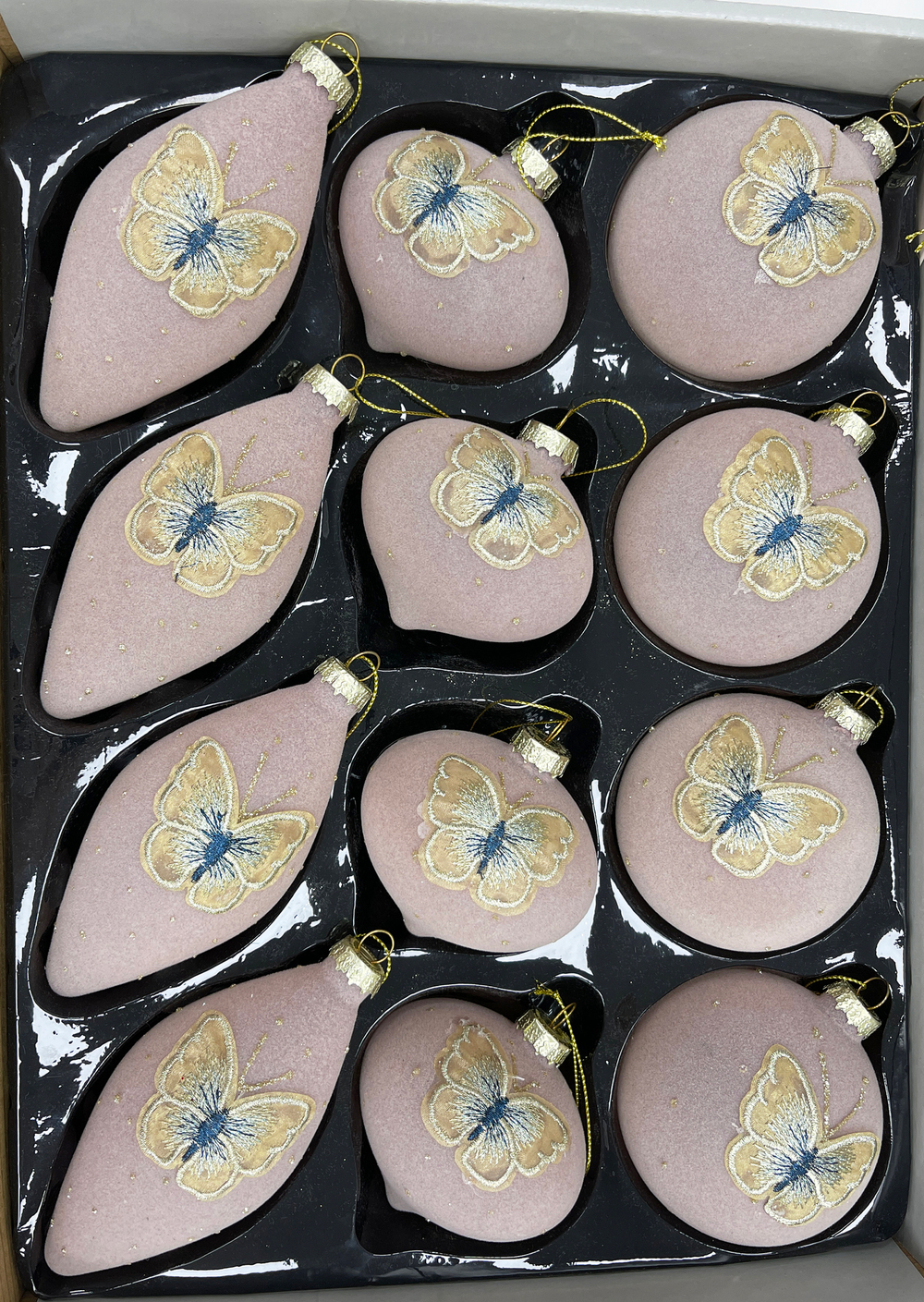 Набор елочных игрушек 8см 12шт ChristmasDeLuxe розовый