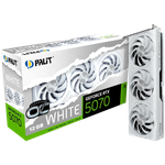 PALIT GeForce RTX 5070 White OC 12GB GDDR7 192 bit, 1x HDMI 2.1b, 3x DP 2.1b, 3 Fan, 1x 16-pin pwr connector, 650W, board size 291.9 x 116.6 x 41.3 mm, NE75070U19K9-GB2050W