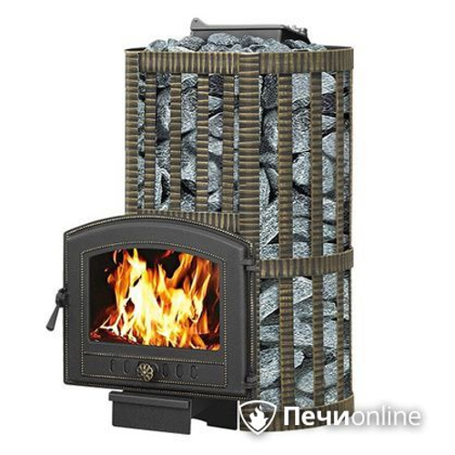 Дровяные печи-каменки Везувий Ураган Ковка 22 (224) с закрытой каменкой чугун