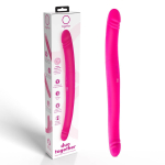 Розовый двусторонний вибромассажер на радиоуправлении Duo Together - 44,5 см.