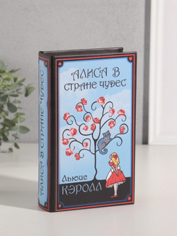 Шкатулка книга - сейф «Льюис Кэролл. Алиса в стране чудес», дерево, искусственная кожа, 21×13×5 см