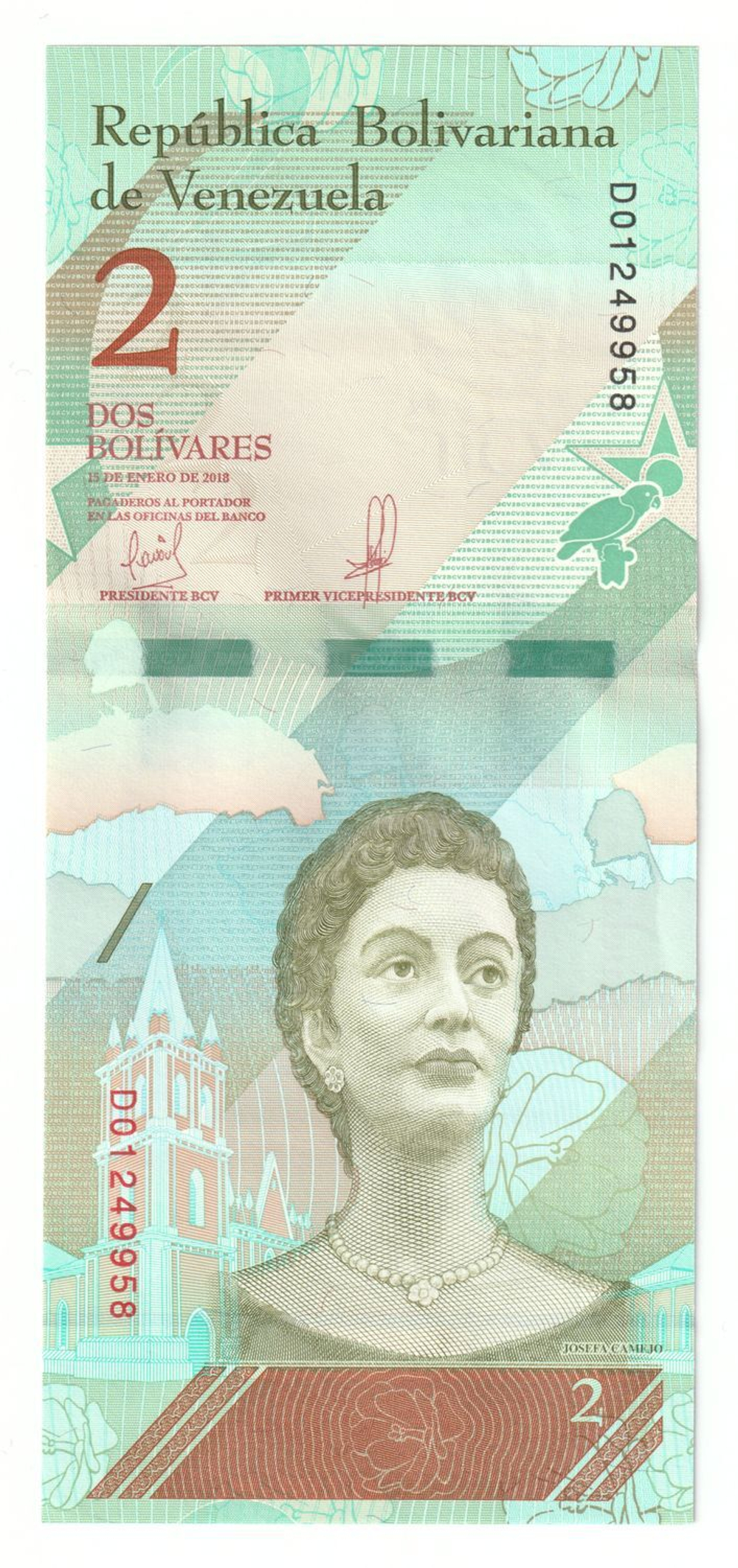 Venezuela, 2 Bolívares, 2018, UNC