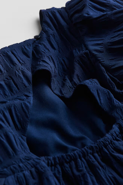 H&M Платье с пышными рукавами, темно-синий