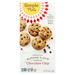 Simple Mills, хрустящее печенье с миндальной мукой и шоколадной крошкой, 156 г (5,5 унции)