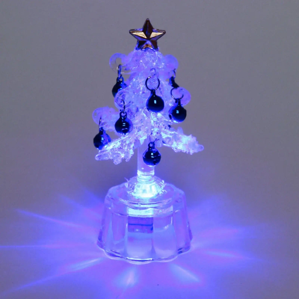 Сувенир с подсветкой «Морозная ёлочка» 7,5*2 см , голубой