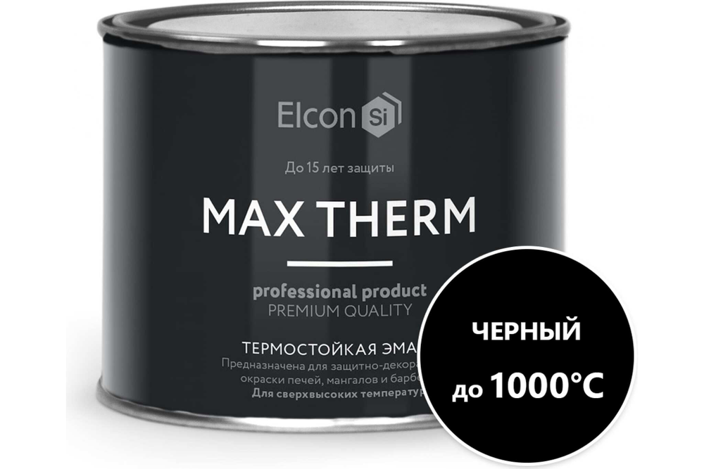 Эмаль термостойкая Elcon 1000 градусов цвет черный (0,4кг)