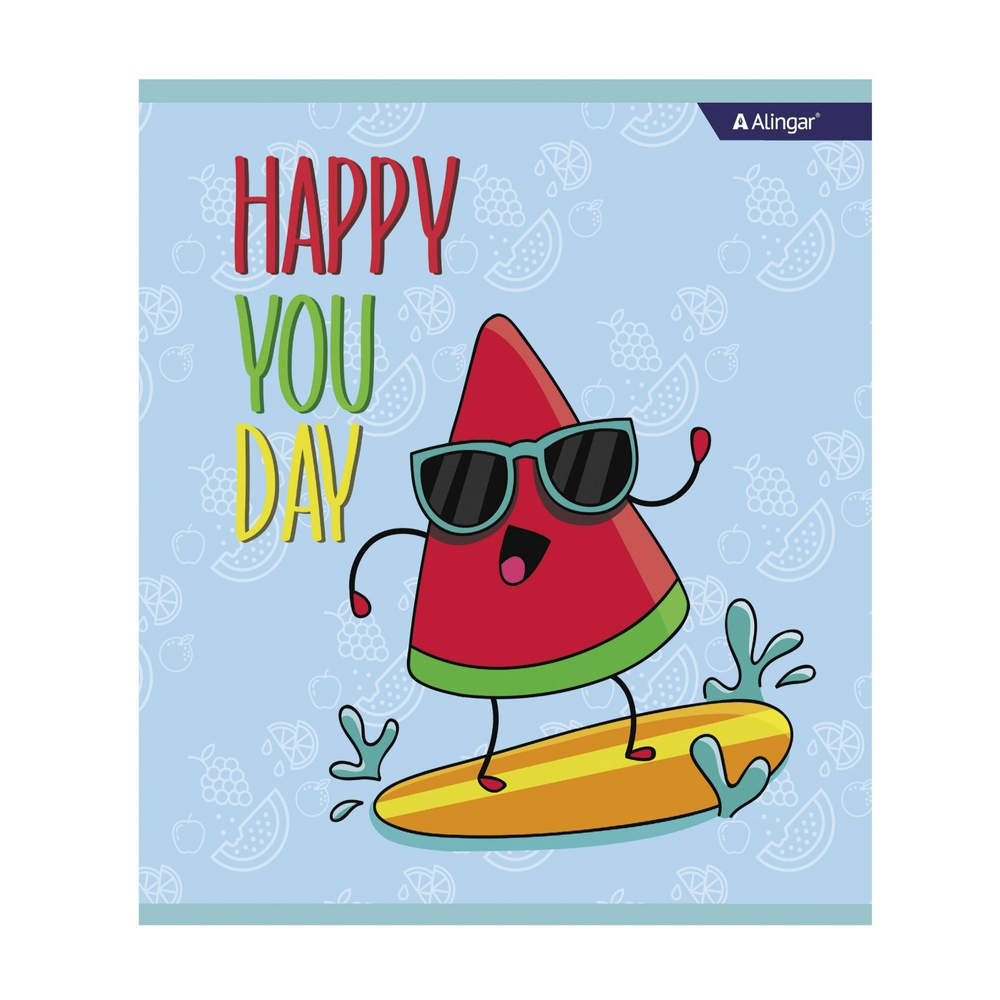 Тетрадь 36л., А5, клетка, Alingar "Crazy fruits", скрепка, мелованный картон (стандарт) , блок офсет, 4 дизайна в пленке т/у