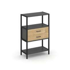 Shelf System Односекционный стеллаж трехярусный с ящиками SN.STM-312 Антрацит/Тиквуд Светлый/Металл