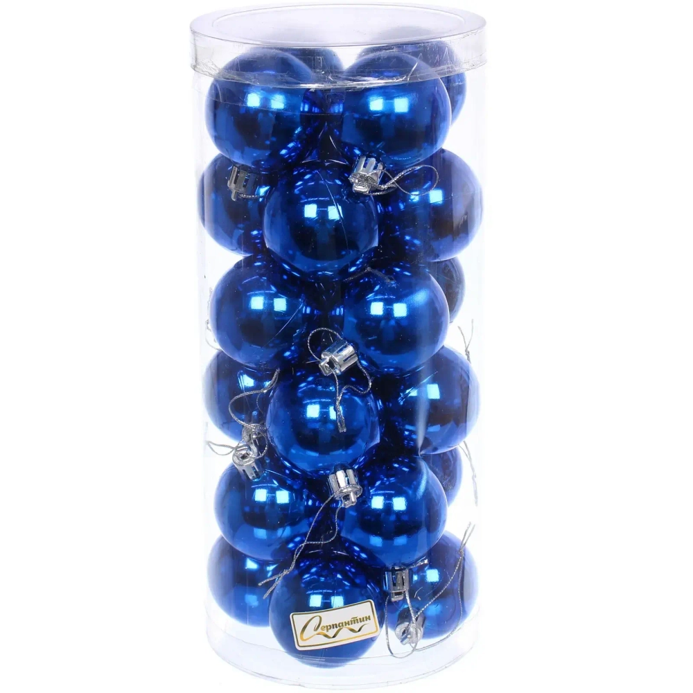 Новогодние шары 5 см (набор 24 шт) «Глянец», синий