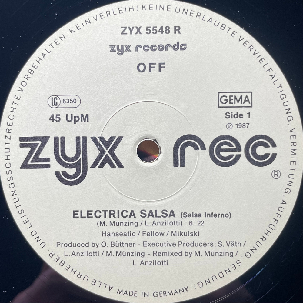 Off ‎– Electrica Salsa (Salsa Inferno) (Remix) Германия 1987г. 12", 45 RPM