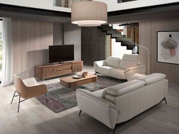 Тумба под ТВ 3227/413F из орехового дерева и золотистой стали цвет натуральный