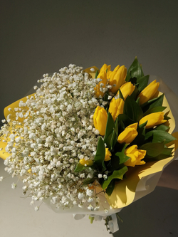 Букет из гипсофилы и тюльпанов (Сборный0002)