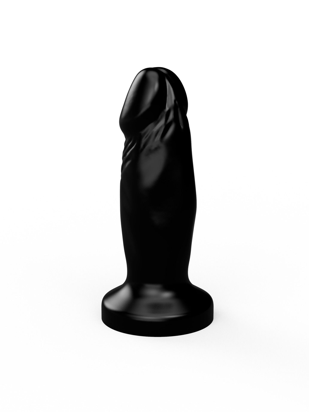 Чёрный анальный фаллос с ограничительным основанием - 12 см.