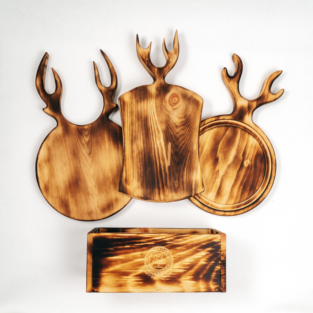 Разделочные доски из сибирского кедра 3 шт. в ящике. RDN28