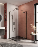 Душевой уголок Cezares LINER-A-1-90-C-GM-R, 90х90х195, правосторонний, профиль оружейная сталь, стекло прозрачное