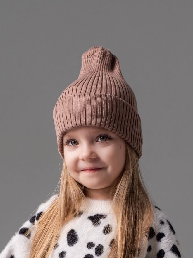 Шапка вязаная-резинка хлопковая (Кофейный) КЭП