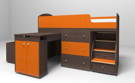 Кровать-чердак КарИВи Малыш Бодего Темный Оранжевый