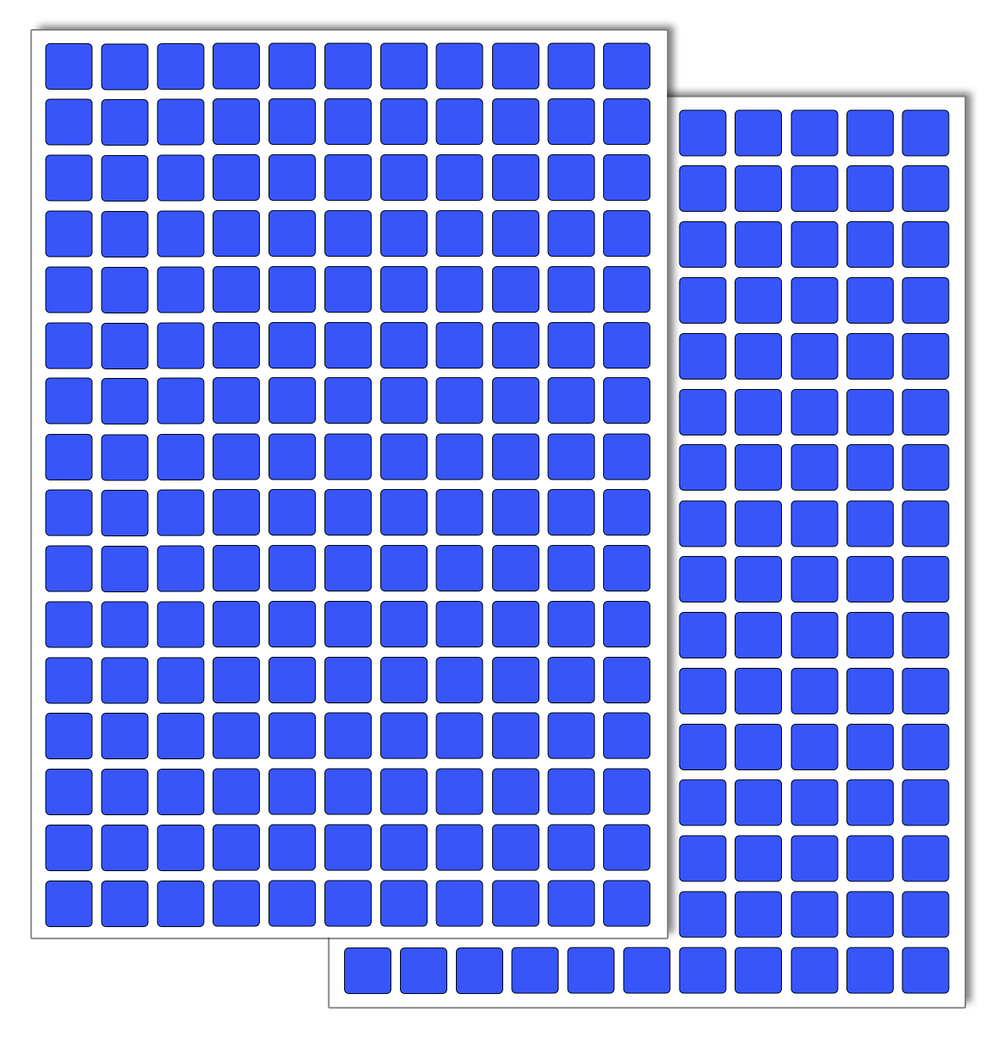 Светло-синие виниловые наклейки для маркировки Policomprint М14, 10х10 мм. 352 шт., 10х10 мм. 352 шт.