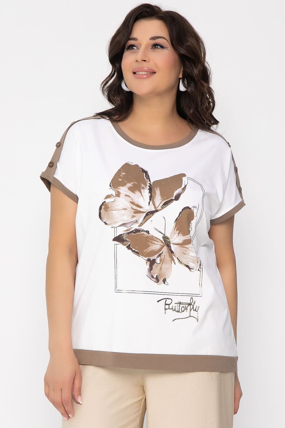 Блуза Валетта (бело-коричневая) Б13405-20М LT Collection