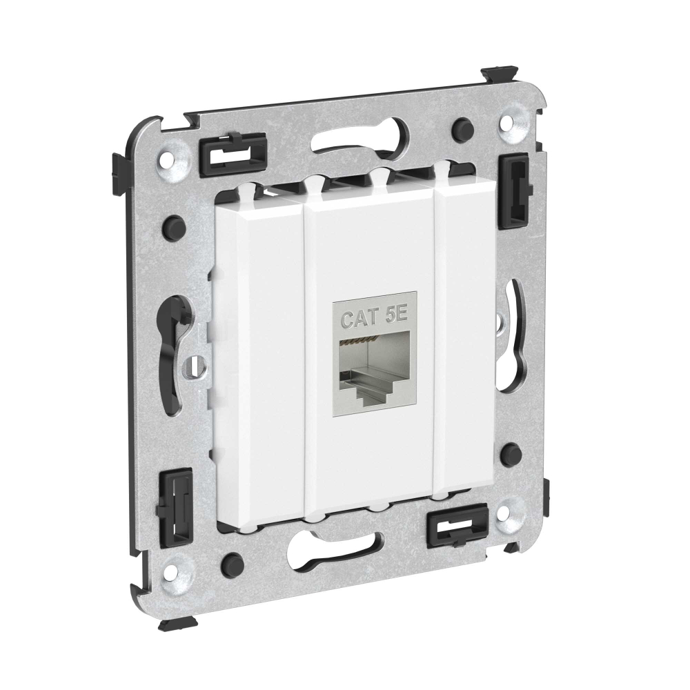 Компьютерная розетка RJ-45 без шторки в стену, кат.5e одинарная экранированная, "Avanti", "Белое облако"