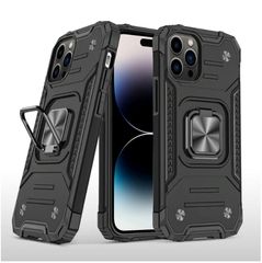 Противоударный чехол Strong Armour Case с кольцом для iPhone 14 Pro Max (Черный)