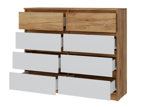 БОСТОН ЛАЙТ Комод КМ-002 Корпус - Дуб Крафт золотой К003  Фасад ЛДСП - Белый (Гладкий)